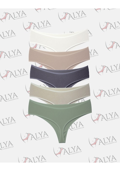 Alya Underwear Kadın Külot Yüksek Bel Tanga, Toparlayıcı - 2 Siyah, 1 Beyaz, 2 Ten S, M, L, Xl, 2xl - 5 Adet Çok Renkli P09
