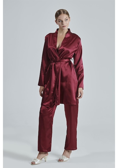 Alissa 8620 Kadın Çeyizlik Saten 6'lı Set-bordo Bordo