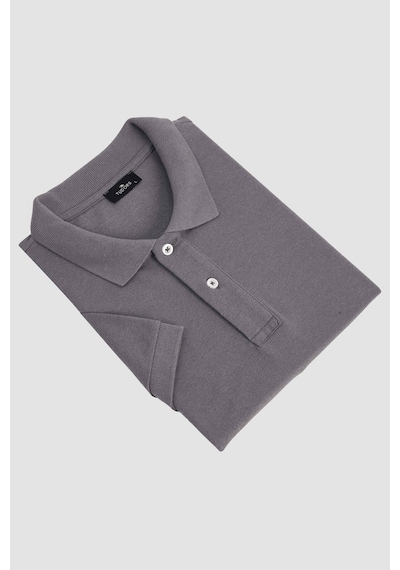 Tudors Erkek Slim Fit Dar Kesim Pamuklu Yumuşak Doku Nefes Alan Kumaş Kıvrılmaz Yaka Gri Polo Yaka Tişört-31687-gri Gri