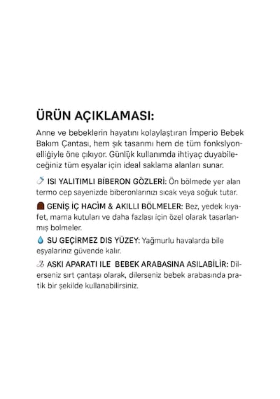 Mamma Premium Anne Bebek Bakım Sırt Çantası Termal Biberonluk Ve Bebek Arabası Askı Aparatı - Gri Gri