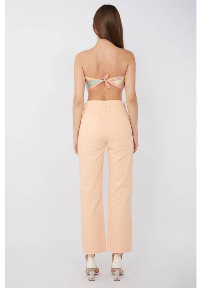 Kadın Basic Paçası Kesik Jean Pantolon Somon 001