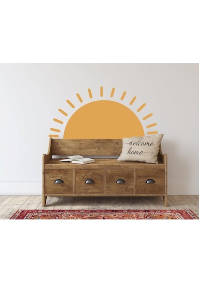 MSticker Küllü Sarı Güneş Çocuk Bebek Odası Duvar Sticker (58X100 Cm)