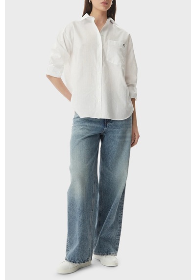 Calvin Klein % 100 Pamuk Relaxed Fit Logolu Klasik Yaka Gömlek Lv047g126gyaa Bayan Gömlek Lv047g126g Yaa Beyaz