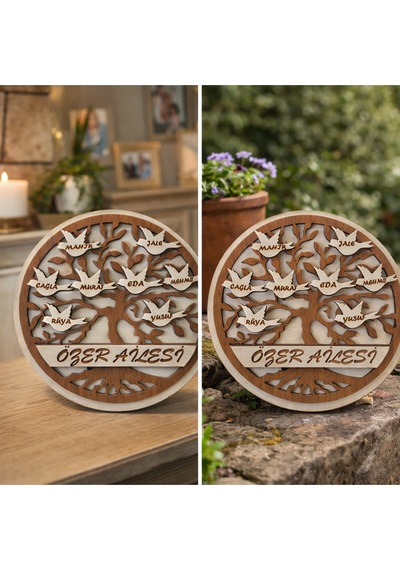 Soy Ağacı Temalı Masa İsimliği Kişiye Özel 15 Cm No 48