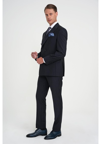 Efor Slim Fit Çift Yırtmaç Çizgili Kruvaze Klasik Koyu Lacivert Takım Elbise Tk 925 Lacivert Efor Slim Fit Çift Yırtmaç Çizgili Kruvaze Klasik Koyu Lacivert Takım Elbise Tk 925 Lacivert