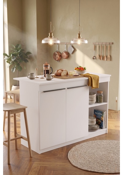 Orren Ada Mutfak Yemek Masası 2 Kapaklı 120cm Beyaz Or2-w