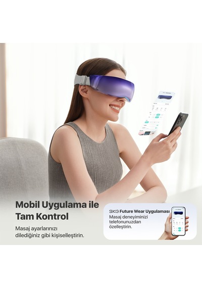 SKG KS700-e Akıllı Göz Masaj Aleti / Robotu Soğuk Kompress Mobil App, Isı Terapisi & Termoterapi Mor-lacivert