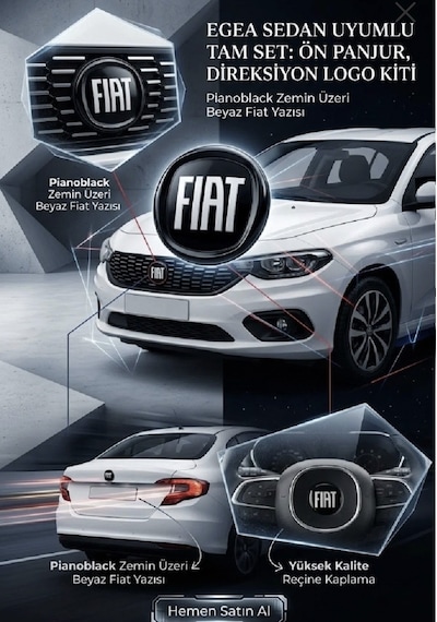 Fiat Egea Logo Seti Logo Direksiyon Panjur Bagaj Arma Diğer Araç Modellerine Uymaz Damla Etiket