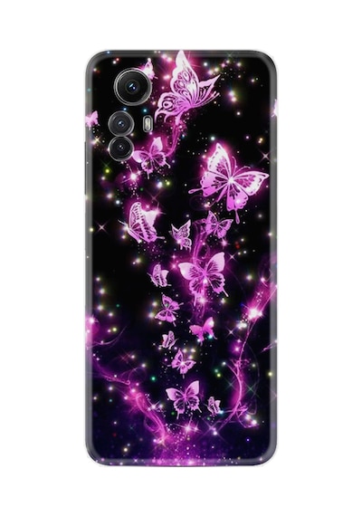 Xiaomi Redmi Note 12s Kılıf Boutique Baskılı Resimli Pembe Neon Kelebekler Pcode -100