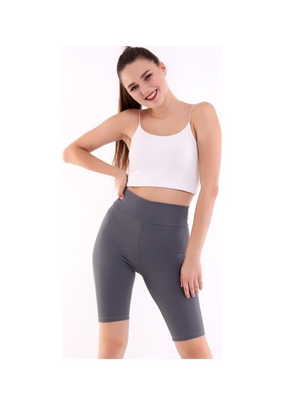 Self Clothing Kadın Koyu Gri Yüksek Bel Fitilli Dayanıklı Örme Kumaş Toparlayıc (548212966)