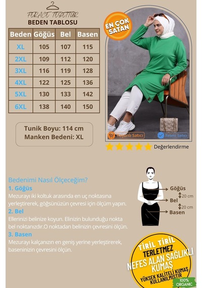 Ferace Kadın Büyük Beden İki İplik Penye Uzun Tesettür Tunik 001