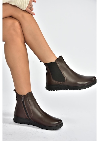 Fox Shoes V324501103 Kahverengi Hakiki Deri Kadın Bot Kahverengi-hakiki Deri