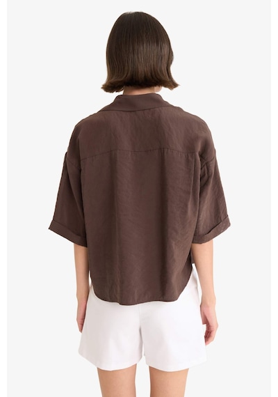 Defacto Loose Fit Modal Kısa Kollu Gömlek F9331ax25aubn192 Kahve