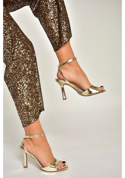 Fox Shoes Y997264609 Altın Kalın Topuklu Kadın Ayakkabı Altın