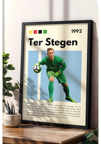 Marc-andre Ter Stegen Çerçeveli Tablo - Dekoratif Çerçeveli Futbolcu Poster Tablo