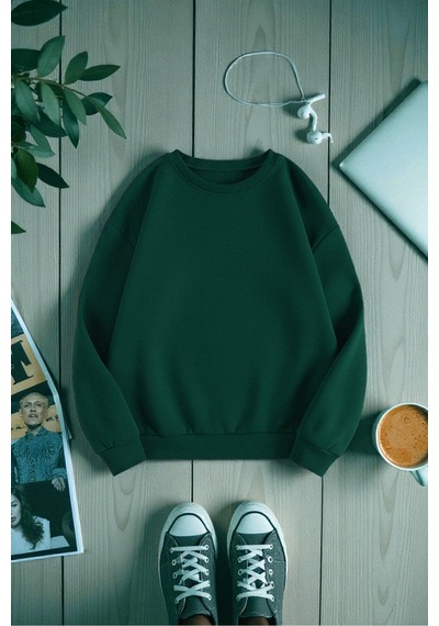 Uyguntarz Unisex Rome Itally Tasarım Baskılı Bisiklet Yaka Sweatshirt Yeşil