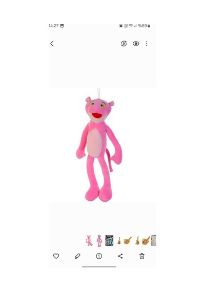 Sevimli Yaramaz Pembe Panter Peluş Uyku Arkadaşı Peluş Oyuncak Çok Renkli