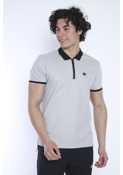 Escetic Erkek Spor Bej Polo Yaka Slim Fit T-Shirt-3342