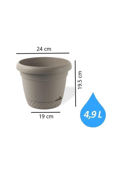 Omnipazar Krs-343 Dekoratif İnci Bitki Çiçek Saksı Takımı 4.9 Litre No 3 Kahverengi