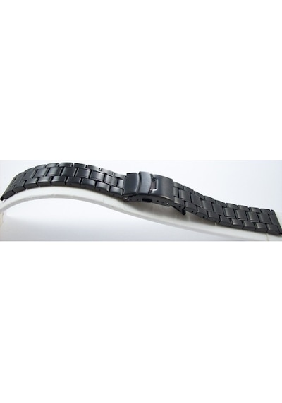 22Mm Siyah Metal Saat Kordonu Çelik Kolçak 1.Kalite Kayış Şeritli