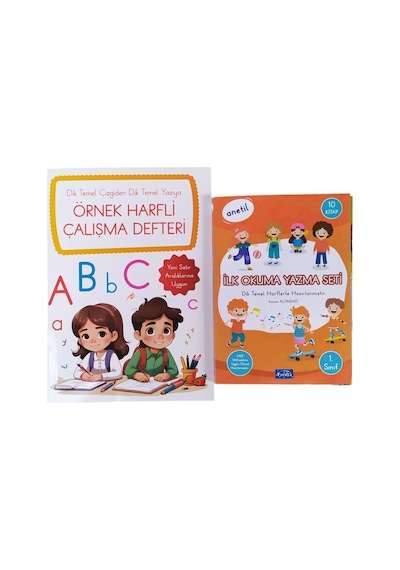 Anetil- Ilk Okuma Yazma Seti 10 Kitap Ve Örnek Harfli Çalışma Defteri Yeni Müredata Göre