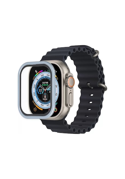Newface Apple Watch Ultra 49mm Alüminyum Kasa Cam Ekran Koruyucu - Mavi Diğer