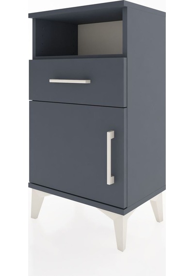 Arges Komodin 2 Raflı Tek Çekmeceli Tek Kapaklı 44x30x80 Antr... Antrasit