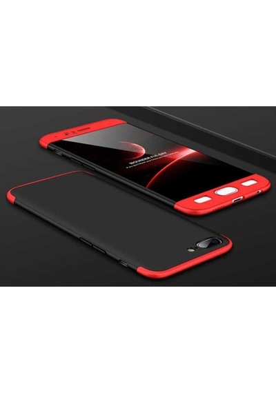 One Plus 5 Kılıf Zore Ays Kapak Siyah-Kırmızı