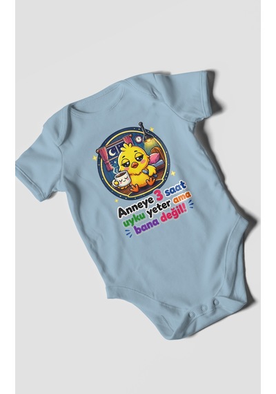 Morivokids Anneye Özel Kısa Kollu Bebek Body %100 Pamuk Zbn245-kk Bebe Mavisi