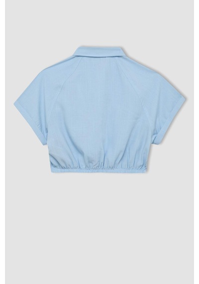 DeFacto Kız Çocuk Cropped Fit Pamuklu Kısa Kollu Gömlek C4272A824SMBE366