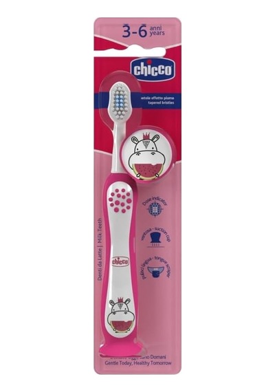 Chıcco / Süt Diş Fırçası - 3-6 Yaş İçin Uygun / Fuşya, Kadınsı Renk, Hippo Teması Diğer
