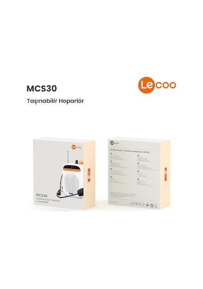 Lecoo MCS30 Kablosuz Çift Mikrofonlu Ses Kaydetme Özellikli Taşınabilir Hoparlör