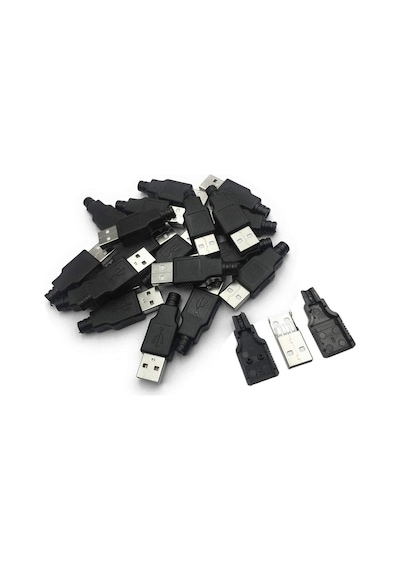 20 Adet Usb 2.0 Male 4 Pin Usb Erkek Soket Plastik Kapaklı Usb Fiş Konektör