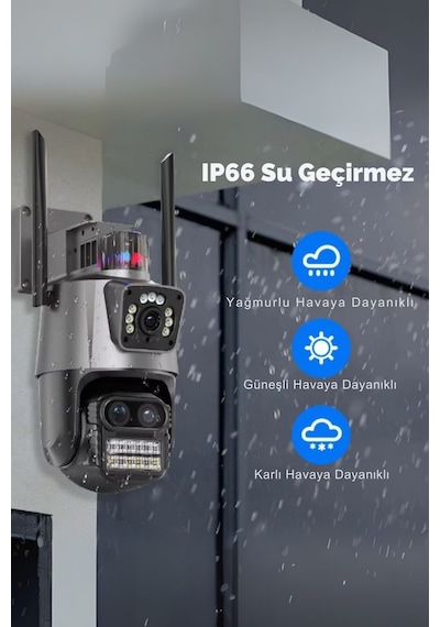 Büro Ev Ofis Güvenliği İçin 3 Lens Çift Yön Kablosuz Güvenlik Kamerası