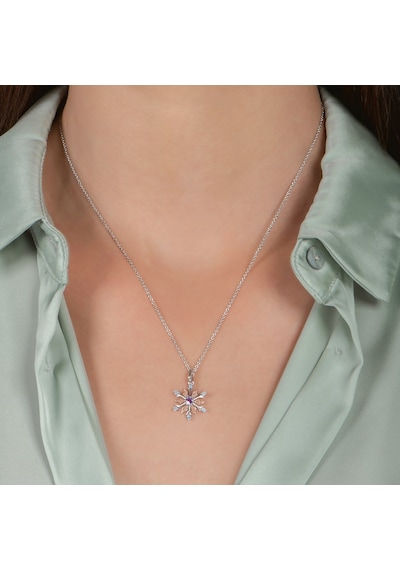 Pırlanta Ametist Blue Topaz Kar Tanesi Kolye
