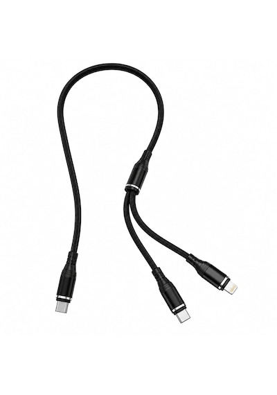 2 Si 1 Arada Type-c To Type-c + Lightning Hızlı Şarj Ve Data Kablosu 70 Cm Pd & Qc Destekli