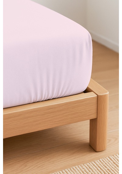 Purecomfort %100 Pamuk Ranforce Çift Kişilik Lastikli Çarşaf 160x200 Beyaz Toz Pembe
