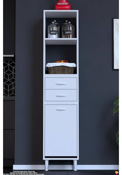 Saye 50 Cm 2 Çekmece Sepetli Kahve Köşesi Çok Amaçlı Dolap,bakliyat Organizer Banyo Dolabı 50x181x32 Beyaz Saye 50 Cm 2 Çekmece Sepetli Kahve Köşesi Çok Amaçlı Dolap,bakliyat Organizer Banyo Dolabı 50x181x32 Beyaz