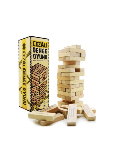 Cezalı Denge Oyunu Jenga Tarzı Ahşap Kutulu