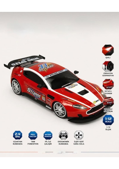 TıfılToys Uzaktan Kumandalı Full Fonksiyon Şarjlı Işıklı 1:12 Ölçekli Süper Hızlı Kırmızı Yarış Arabası