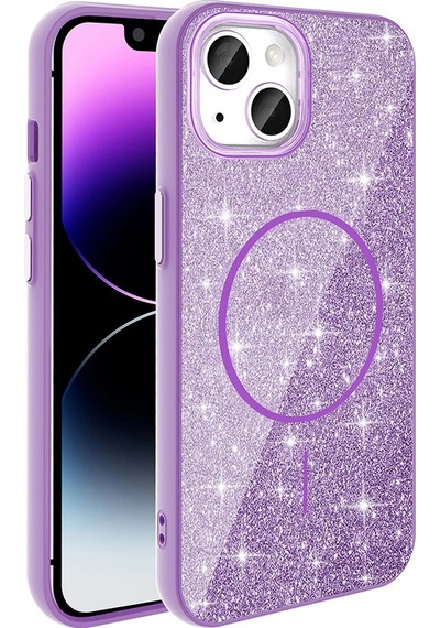 Apple Apple iPhone Uyumlu  13 Kılıf M-safe Şarj Özellikli Parlayan Simli Zore Okso Kapak Çok Renkli