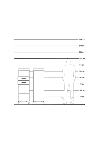 Hyperion Dolap 2 Raflı 2 Çekmeceli 44x44x134 Aytaşı-çam Aytaşı