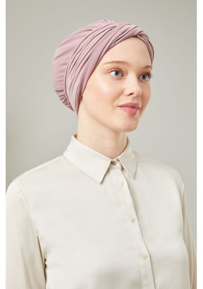 Melodi Scarf Kadın Tesettür Dolama Bone Pudra Pudra