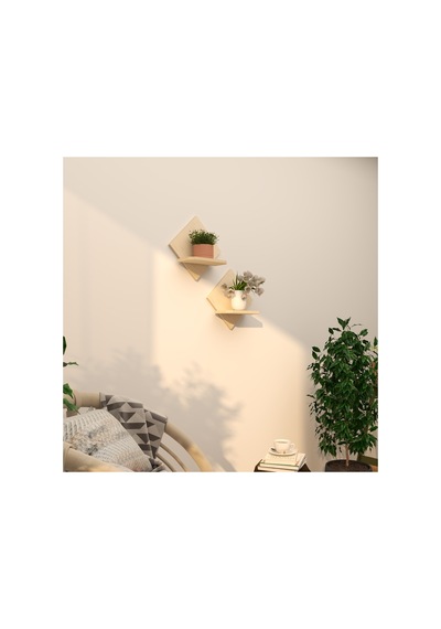 2'li Raf Çiçeklik Seti 34x34 Cm Kontrplak Duvar Rafı Beyaz, Ceviz, Doğal Ahşap, Siyah Doğal Ahşap