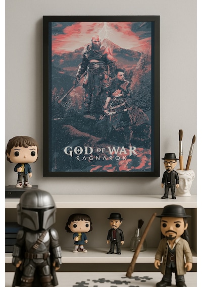 God Of War Ragnarok Siyah Ahşap Çerçeveli Poster, Dekoratif Oyun Duvar Tablosu
