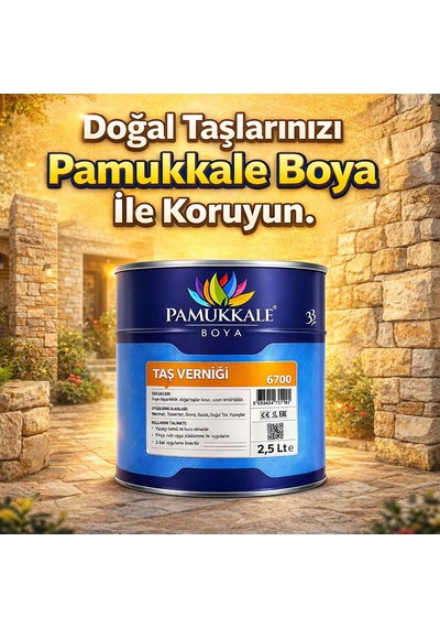 Pamukkale Doğal Taş Verniği Solvent Bazlı Şeffaf 5 Lt