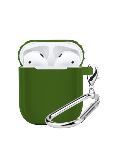 Airpods 1/2 Uyumlu Rubber Silicone Case Kancalı Yumuşak Silikon Kılıf Airpods 1 Ve 2 Uyumlu Kulaklık Kılıfı Yeşil