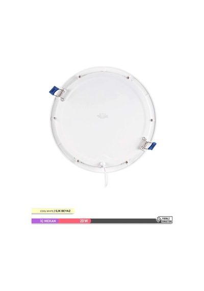 ACK Sıva Altı Yuvarlak LED Panel Armatür 4000K Ilık Beyaz 20W Beyaz