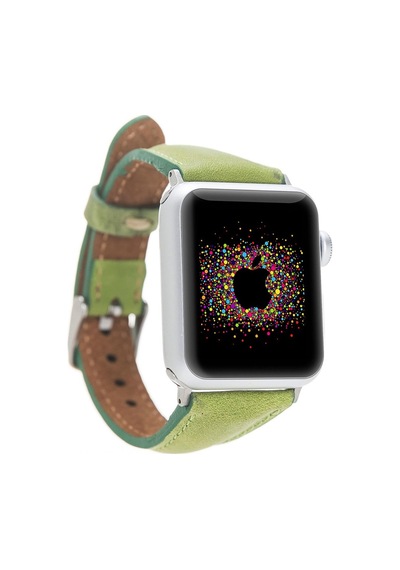 Bouletta Apple Uyumlu  Watch 38-40-41 MM Ince Deri Kordon Yeşil