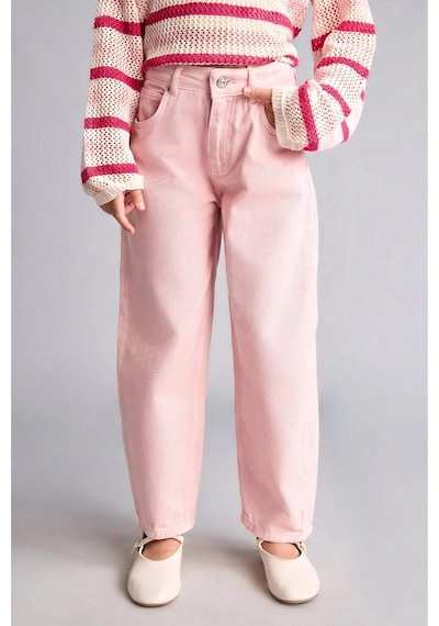 Defacto Barrel Fıt Esnek Bantlı Paça Gabardin Açık Pembe Pantolon Kız Çocuk H9011a826aupn693 Pembe-pn693